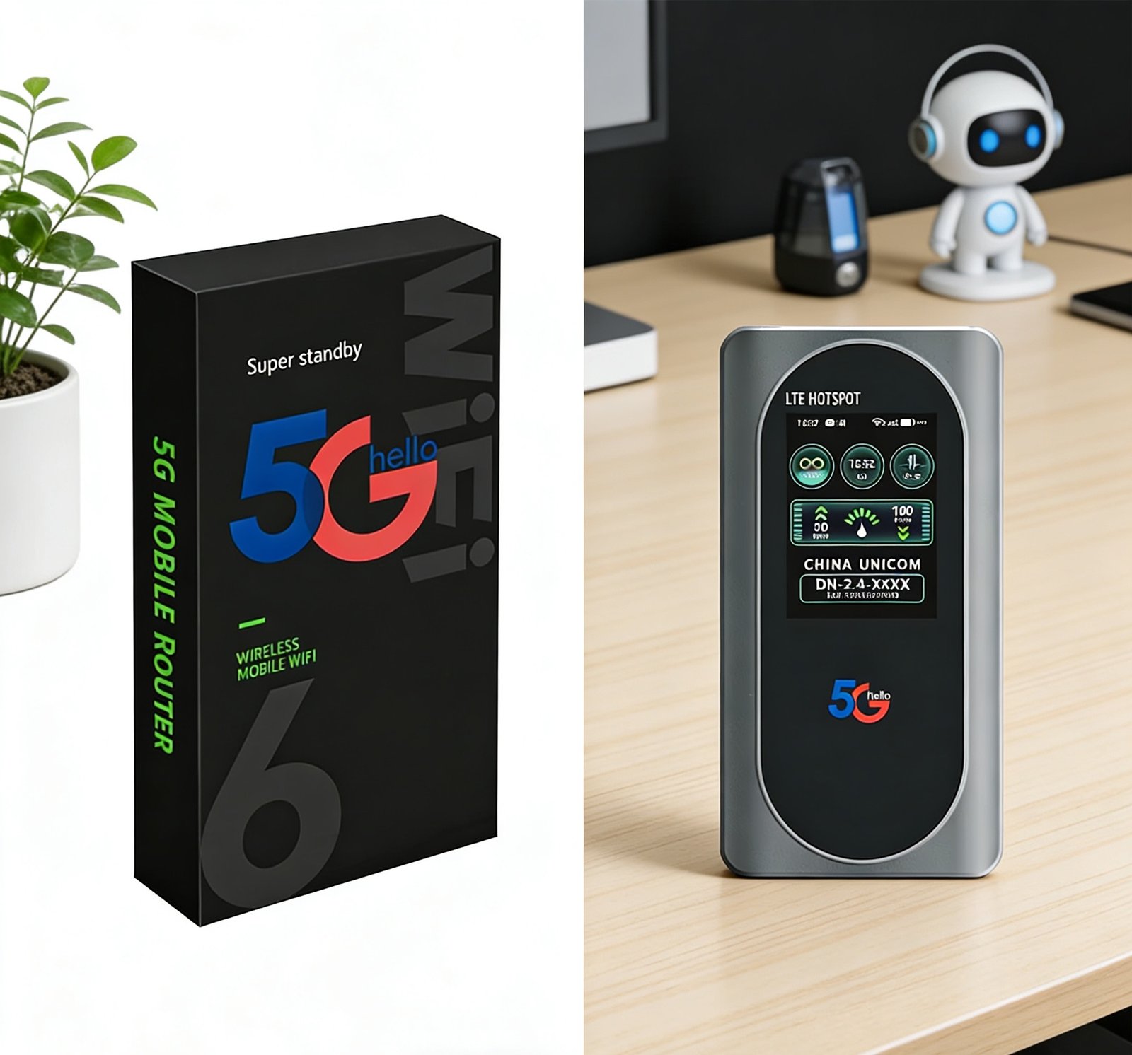 5G როუტერი SIM ბარათის სლოტით, WiFi როუტერი, მოდემის ბარათით