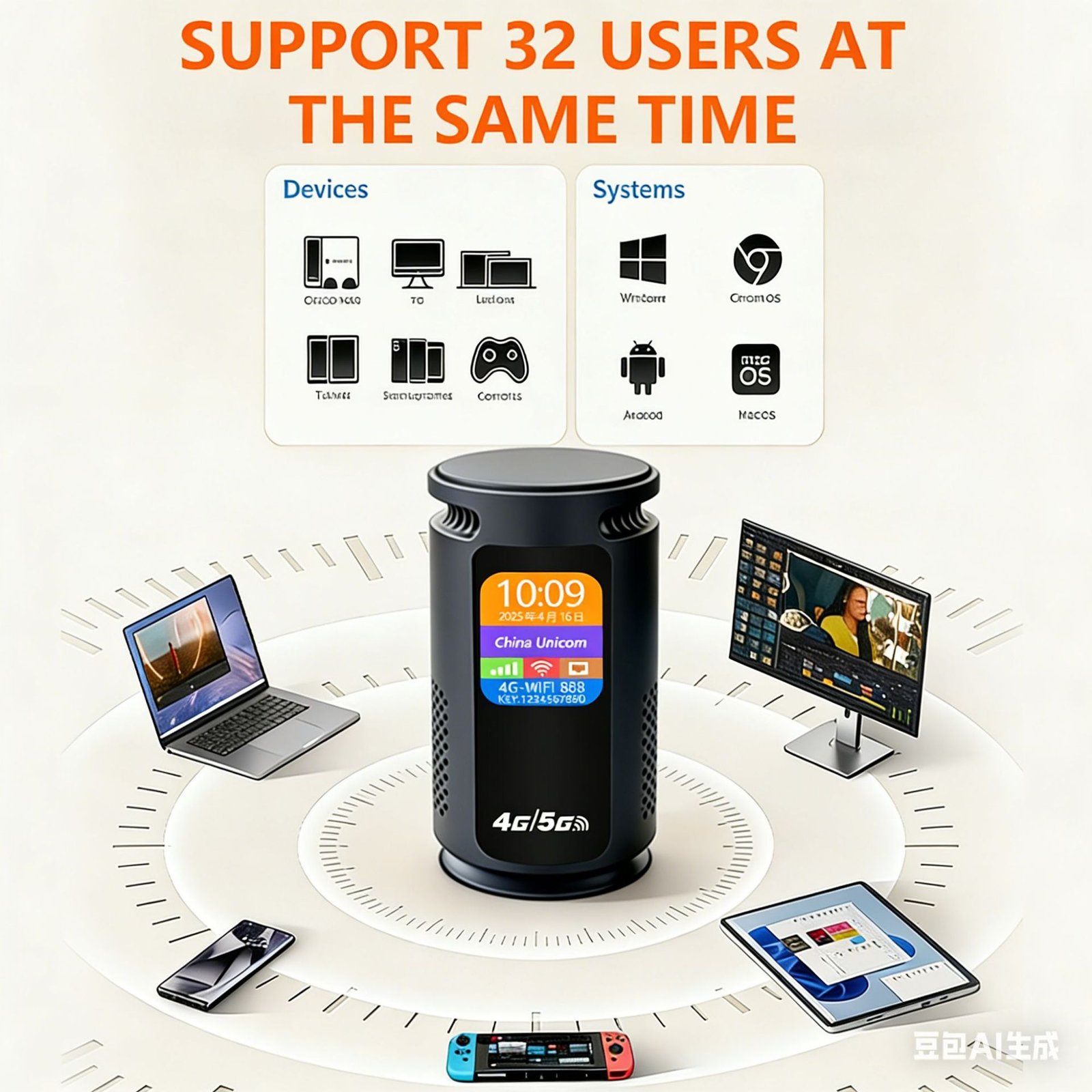 ახალი დიზაინის პორტატული 4G WiFi როუტერი SIM ბარათის სლოტით RJ45 WAN/LAN პორტით,